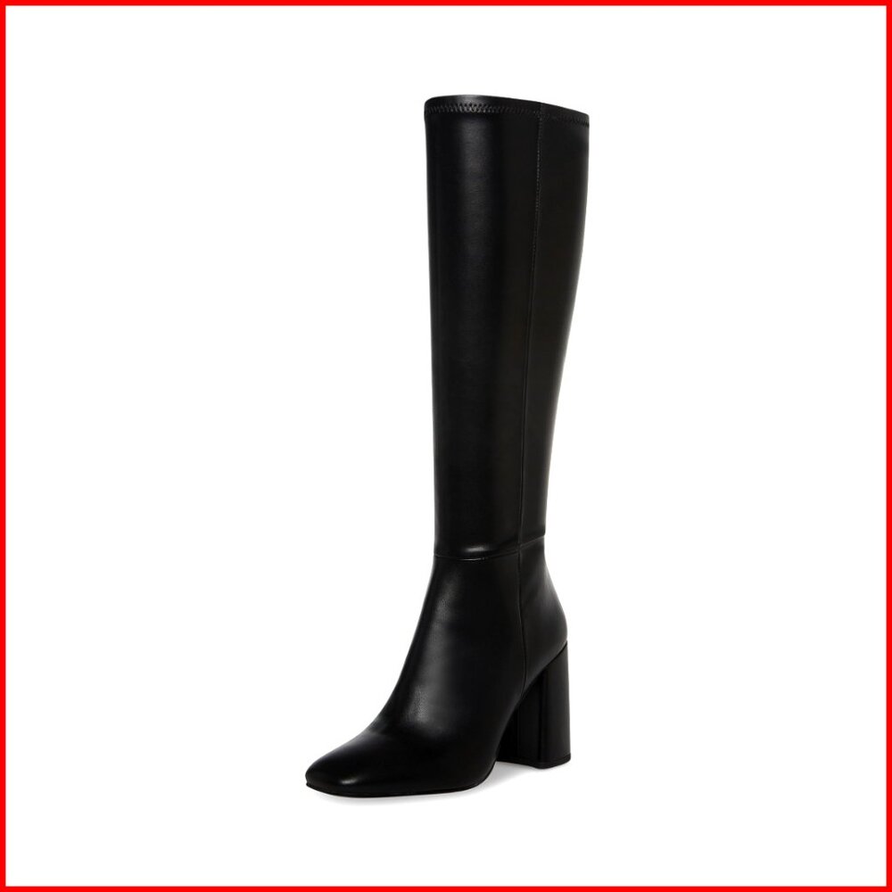 Synthetic Block Heel Booties with Padded Footbed and Zipper Closure